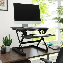 Union & Scale Standing Desks<™ FlexFit™ 27" Manual Adjustable Desk Converter, Black (UN44901-CC)