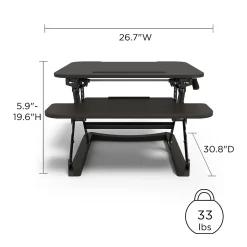 Union & Scale Standing Desks<™ FlexFit™ 27" Manual Adjustable Desk Converter, Black (UN44901-CC)