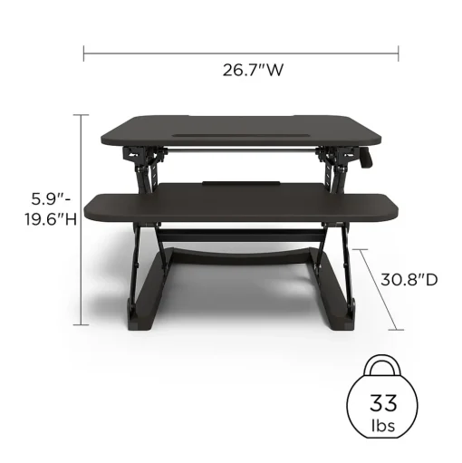 Union & Scale Standing Desks<™ FlexFit™ 27" Manual Adjustable Desk Converter, Black (UN44901-CC)