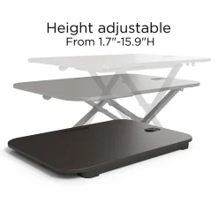 Union & Scale Standing Desks<™ FlexFit™ 27"W Manual Rectangular Adjustable Desk Converter, Black (UN45516-CC)