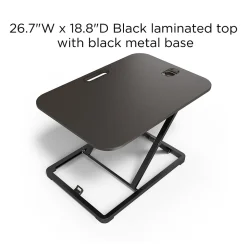 Union & Scale Standing Desks<™ FlexFit™ 27"W Manual Rectangular Adjustable Desk Converter, Black (UN45516-CC)