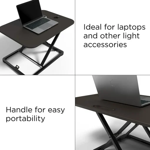Union & Scale Standing Desks<™ FlexFit™ 27"W Manual Rectangular Adjustable Desk Converter, Black (UN45516-CC)
