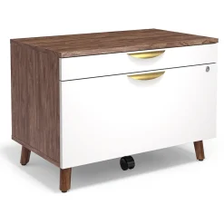 Union & Scale File Cabinets<™ MidMod 2-Drawer Mobile Lateral File Cabinet, Letter/Legal, Lockable, 21.1"H x 29.4"W x 18.8"D, White/Espresso