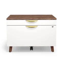 Union & Scale File Cabinets<™ MidMod 2-Drawer Mobile Lateral File Cabinet, Letter/Legal, Lockable, 21.1"H x 29.4"W x 18.8"D, White/Espresso