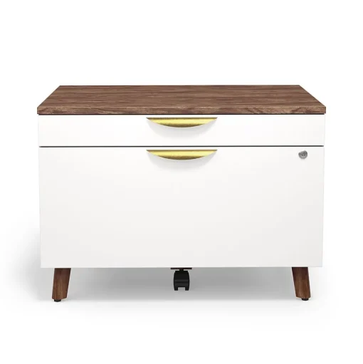 Union & Scale File Cabinets<™ MidMod 2-Drawer Mobile Lateral File Cabinet, Letter/Legal, Lockable, 21.1"H x 29.4"W x 18.8"D, White/Espresso