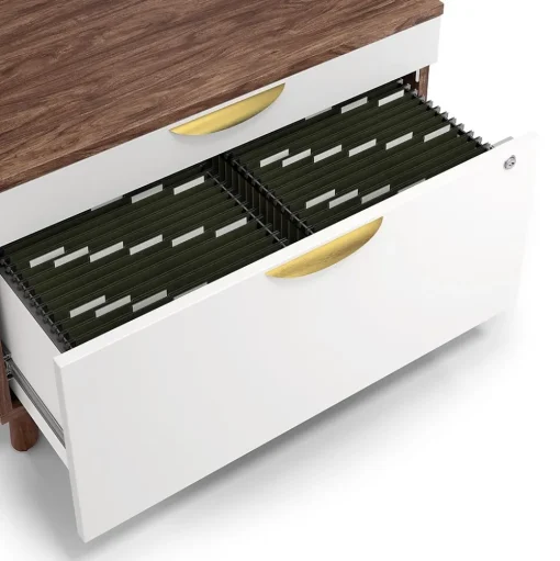 Union & Scale File Cabinets<™ MidMod 2-Drawer Mobile Lateral File Cabinet, Letter/Legal, Lockable, 21.1"H x 29.4"W x 18.8"D, White/Espresso