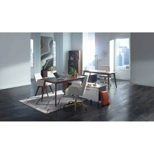 Union & Scale Office Chairs<™ MidMod Ergonomic Fabric Manager Chair, Cream (UN56982)