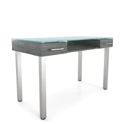 Union & Scale Office Desks<™ Prestige 47"W Glass Computer and Writing Desk, Gray (UN56948)