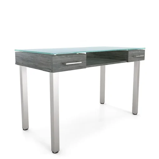 Union & Scale Office Desks<™ Prestige 47"W Glass Computer and Writing Desk, Gray (UN56948)