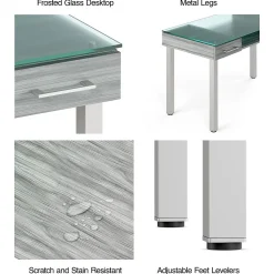Union & Scale Office Desks<™ Prestige 47"W Glass Computer and Writing Desk, Gray (UN56948)