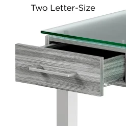 Union & Scale Office Desks<™ Prestige 47"W Glass Computer and Writing Desk, Gray (UN56948)