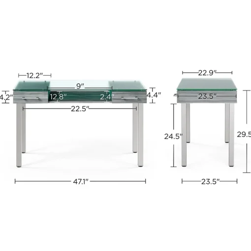 Union & Scale Office Desks<™ Prestige 47"W Glass Computer and Writing Desk, Gray (UN56948)