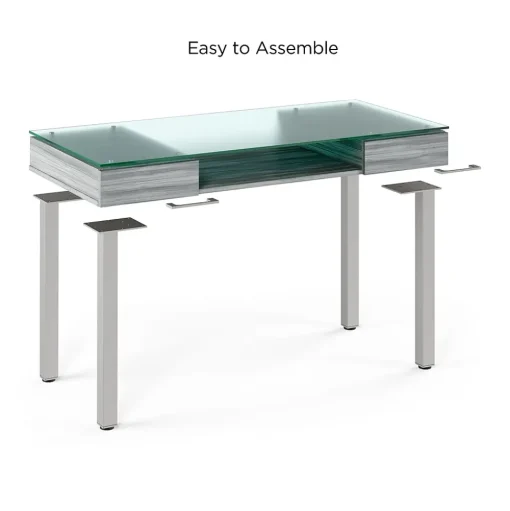 Union & Scale Office Desks<™ Prestige 47"W Glass Computer and Writing Desk, Gray (UN56948)