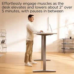 Union & Scale Standing Desks<™ 55"W Electric Rectangular Adjustable Standing Desk with Micro Movements, White (UN62092)
