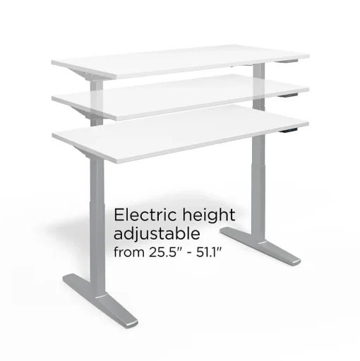 Union & Scale Standing Desks<™ 55"W Electric Rectangular Adjustable Standing Desk with Micro Movements, White (UN62092)