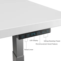 Union & Scale Standing Desks<™ 55"W Electric Rectangular Adjustable Standing Desk with Micro Movements, White (UN62092)