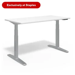 Union & Scale Standing Desks<™ 55"W Electric Rectangular Adjustable Standing Desk with Micro Movements, White (UN62092)