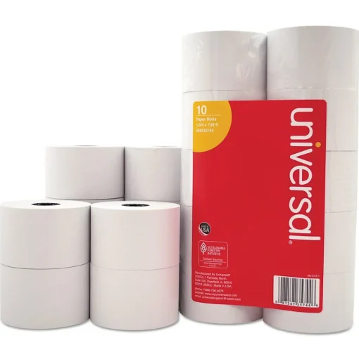 Universal Pos Paper<Cash Register Paper Rolls, 1 3/4" (44mm) x 138', 10/Pk