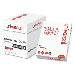 Universal Large Quantity Paper<Multipurpose Paper, 96 Bright, 20 lb., 8.5 x 11, Bright White, 500 Sheets/Ream, 5 Reams/Carton