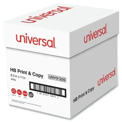 Universal Large Quantity Paper<Multipurpose Paper, 96 Bright, 20 lb., 8.5 x 11, Bright White, 500 Sheets/Ream, 5 Reams/Carton
