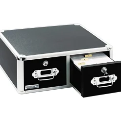 Vaultz Index Cards<® Locking 4x6 Index Card Cabinet, Double Drawer, Black