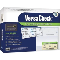 VersaCheck Security & Carbon<UV Secure 8.5" x 11" Business Security Check On Top, Blue Elite, 250 Sheets/Pack (GLO921800F086)
