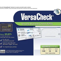 VersaCheck Security & Carbon<UV Secure 8.5" x 11" Business Security Check On Top, Blue Elite, 250 Sheets/Pack (GLO921800F086)