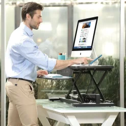 VersaDesk Standing Desks<PowerPro 48"W Electric Adjustable Standing Desk Converter, Black (SP7644824-00-01)