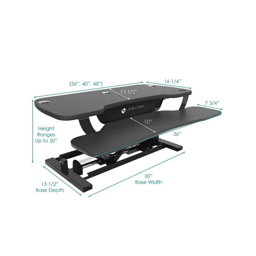 VersaDesk Standing Desks<PowerPro 48"W Electric Adjustable Standing Desk Converter, Black (SP7644824-00-01)