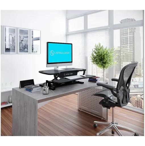 VersaDesk Standing Desks<PowerPro 48"W Electric Adjustable Standing Desk Converter, Black (SP7644824-00-01)