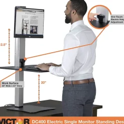 Victor Technology Standing Desks<28" W High Rise™ Electric Single Monitor Standing Desk, Laminate Wood (DC400)