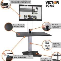 Victor Technology Standing Desks<28" W High Rise™ Electric Single Monitor Standing Desk, Laminate Wood (DC400)