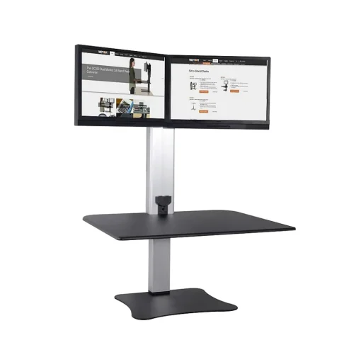 Victor Technology Standing Desks<28" W High Rise™ Electric Dual Monitor Standing Desk, Laminate Wood (DC450)