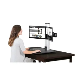 Victor Technology Standing Desks<28" W High Rise™ Electric Dual Monitor Standing Desk, Laminate Wood (DC450)