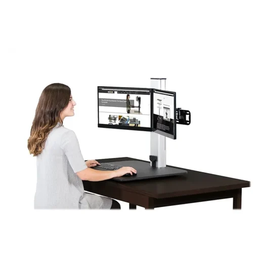 Victor Technology Standing Desks<28" W High Rise™ Electric Dual Monitor Standing Desk, Laminate Wood (DC450)