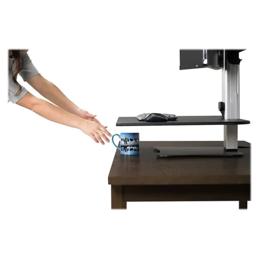 Victor Technology Standing Desks<28" W High Rise™ Electric Dual Monitor Standing Desk, Laminate Wood (DC450)