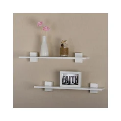 V-Light Shelving<MDF Wall-Mounted Shelf, 22", White, 2/Pack (VW141023W)