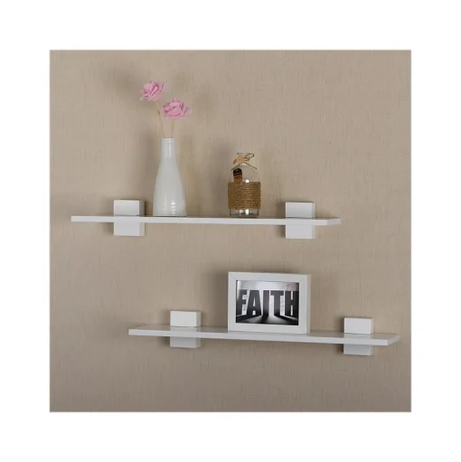 V-Light Shelving<MDF Wall-Mounted Shelf, 22", White, 2/Pack (VW141023W)