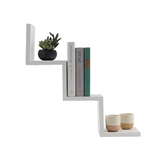V-Light Shelving<3-Shelf Wall-Mounted Ladder-Style Unit, 17.25", White (VW161006W)