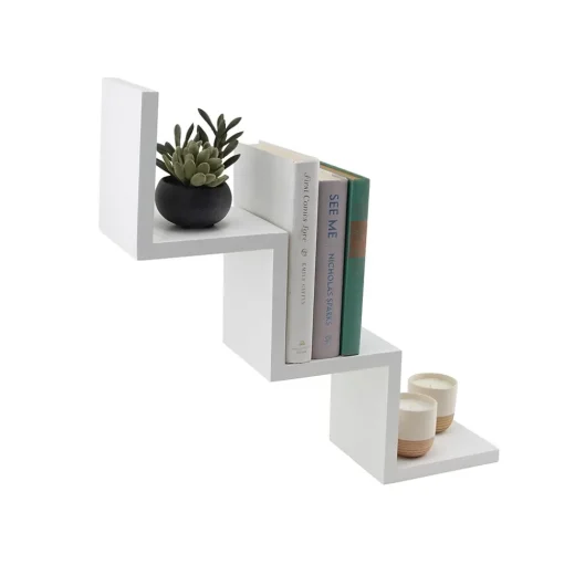 V-Light Shelving<3-Shelf Wall-Mounted Ladder-Style Unit, 17.25", White (VW161006W)