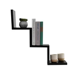 V-Light Shelving<3-Shelf Wall-Mounted Ladder-Style Unit, 17.25", Black (VW161006B)