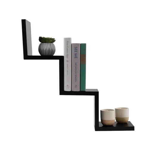 V-Light Shelving<3-Shelf Wall-Mounted Ladder-Style Unit, 17.25", Black (VW161006B)