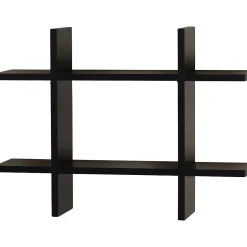 V-Light Shelving<6-Shelf Wood Mounted Cross-Style Decorative Unit, 22", Black (VW161014B)
