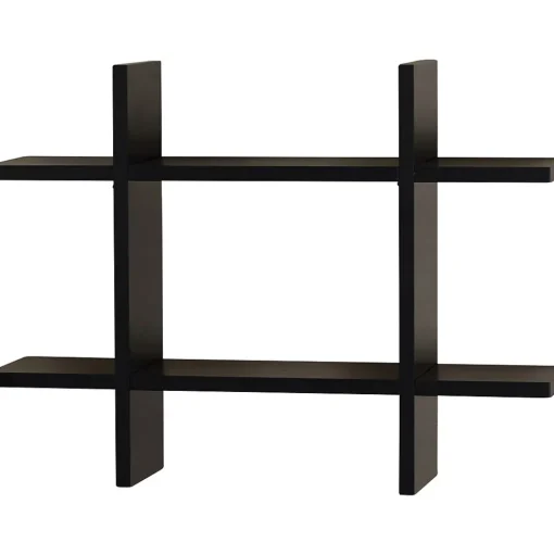 V-Light Shelving<6-Shelf Wood Mounted Cross-Style Decorative Unit, 22", Black (VW161014B)