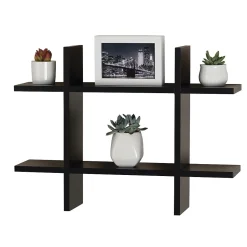 V-Light Shelving<6-Shelf Wood Mounted Cross-Style Decorative Unit, 22", Black (VW161014B)