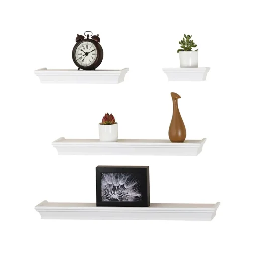 V-Light Shelving<Wall Shelves, White, 4/Pack (VW141003W)