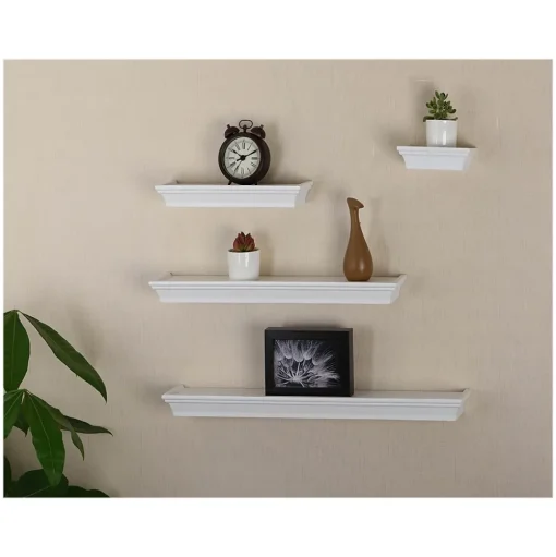 V-Light Shelving<Wall Shelves, White, 4/Pack (VW141003W)