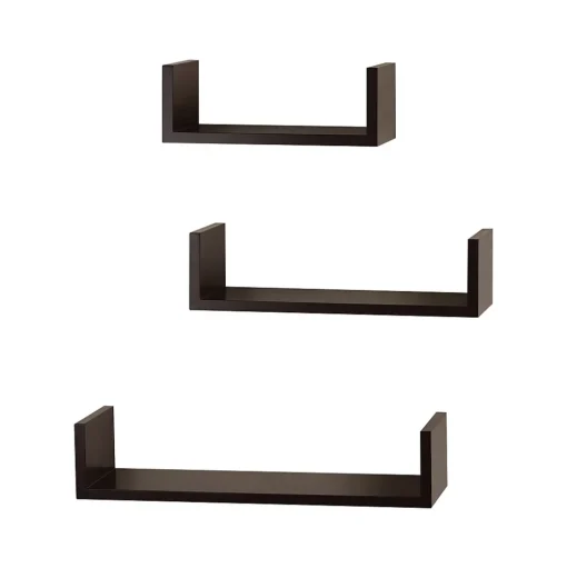 V-Light Shelving<Wood Wall-Mounted Shelves, Espresso, 3/Pack (VW161011E)
