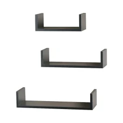 V-Light Shelving<Wood Wall-Mounted Shelves, Gray, 3/Pack (VW161011G)