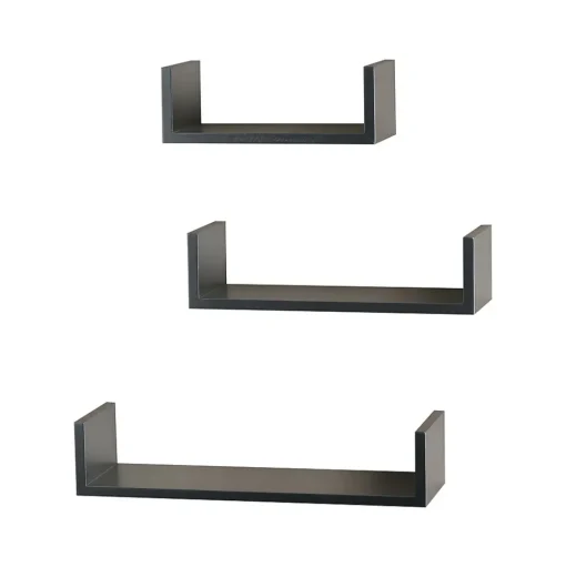 V-Light Shelving<Wood Wall-Mounted Shelves, Gray, 3/Pack (VW161011G)